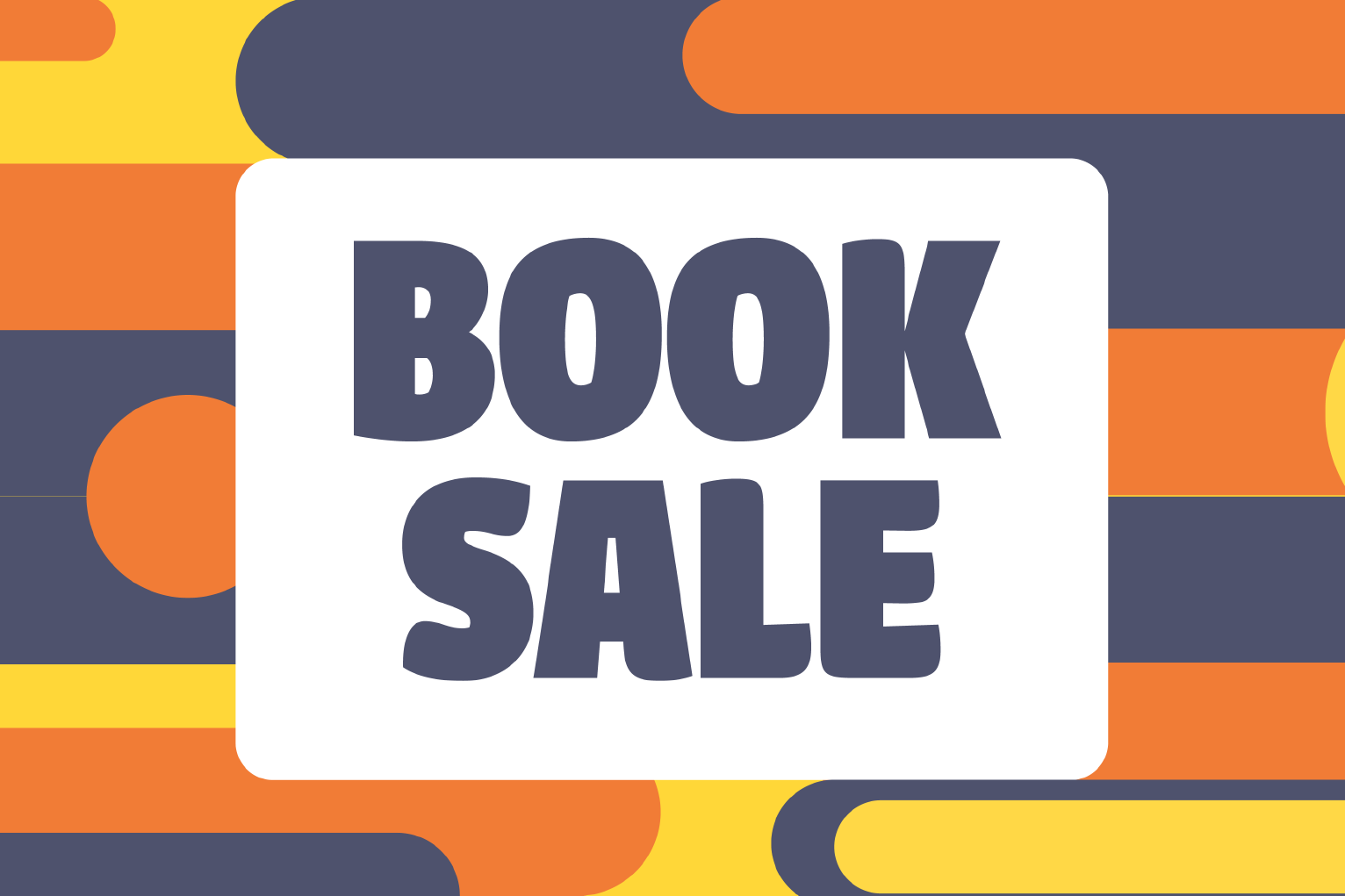 Book sale against a colourful background