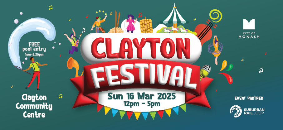 Clayton festival sunday 16 march 2025 12 to 5pm clayton community centre